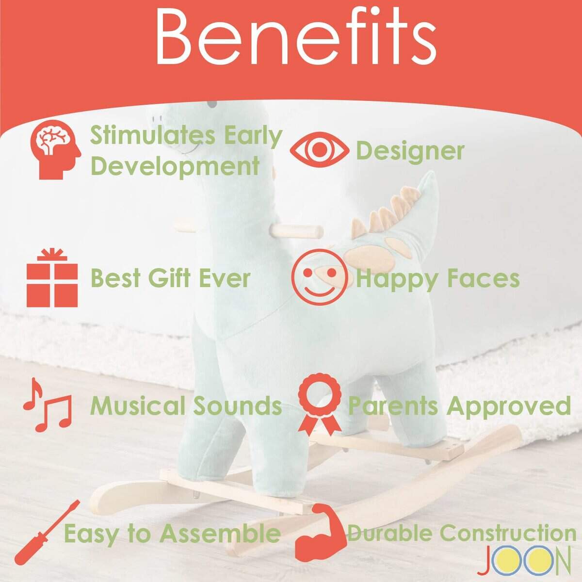 Caballo Balancín Dinosaurio BRONTY por JOON, Ideal para el - Imagen 9