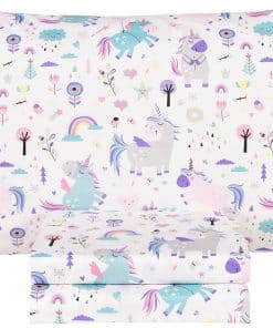 Conjunto de sábanas de cama gemela lindo unicornio flor