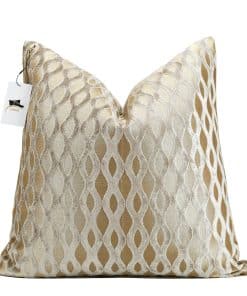 Funda de Cojín Beige con Dorado de 22x22, Funda de Almohada