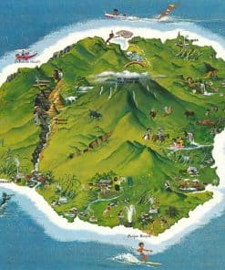 Rompecabezas de 1000 Piezas del Mapa de la Isla de Kauai de