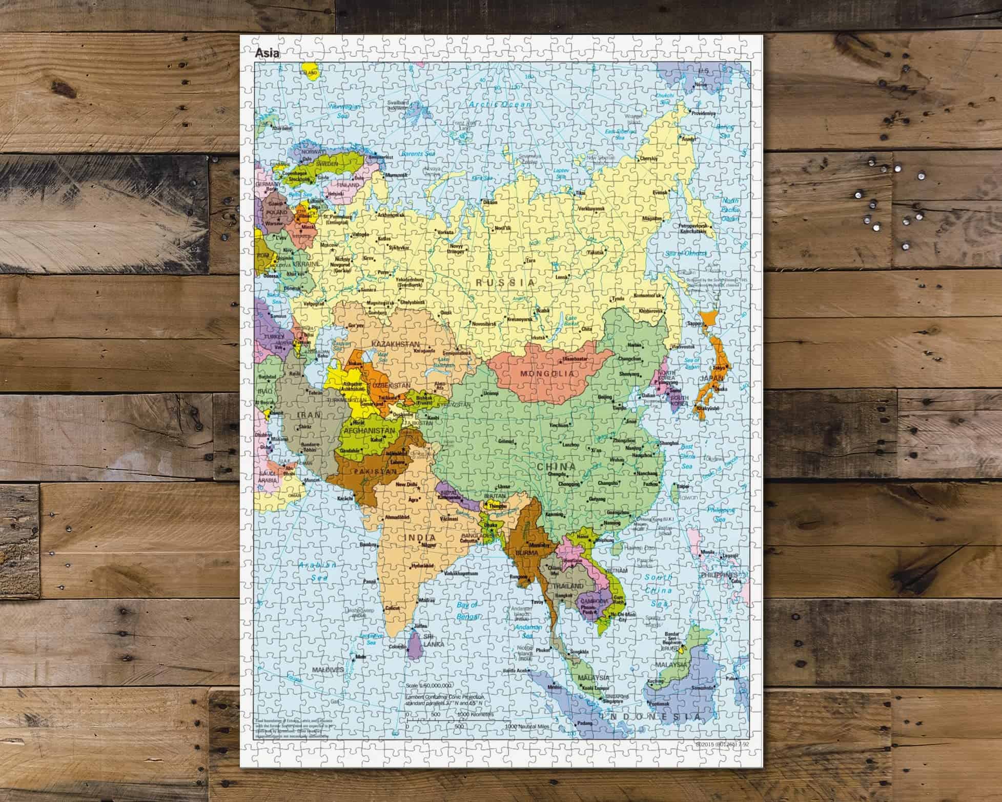 Rompecabezas de 1000 piezas del mapa de Asia de 1992 para - Imagen 3