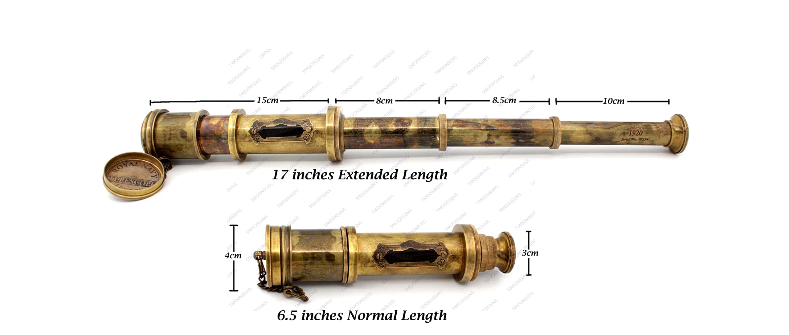 Telescopio de latón pirata, Monocular decorativo con óptica - Imagen 5