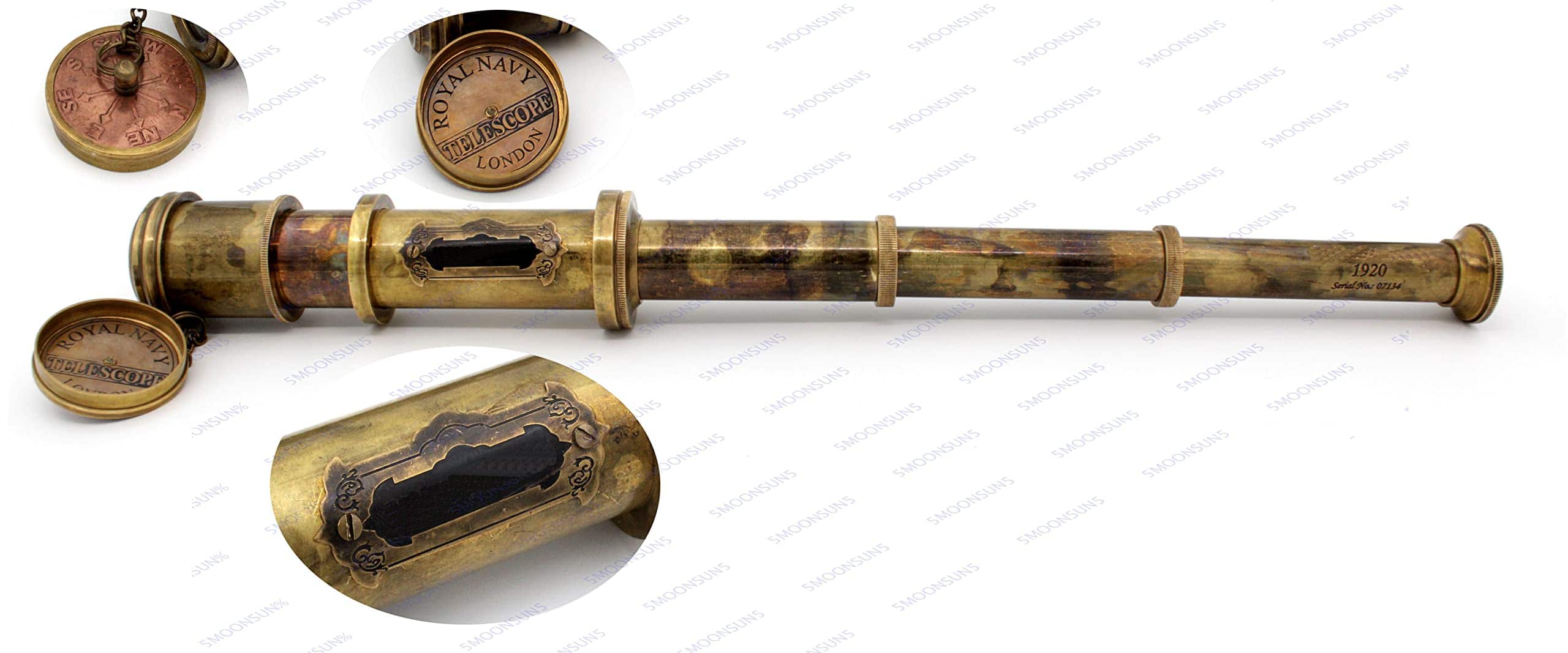 Telescopio de latón pirata, Monocular decorativo con óptica - Imagen 6