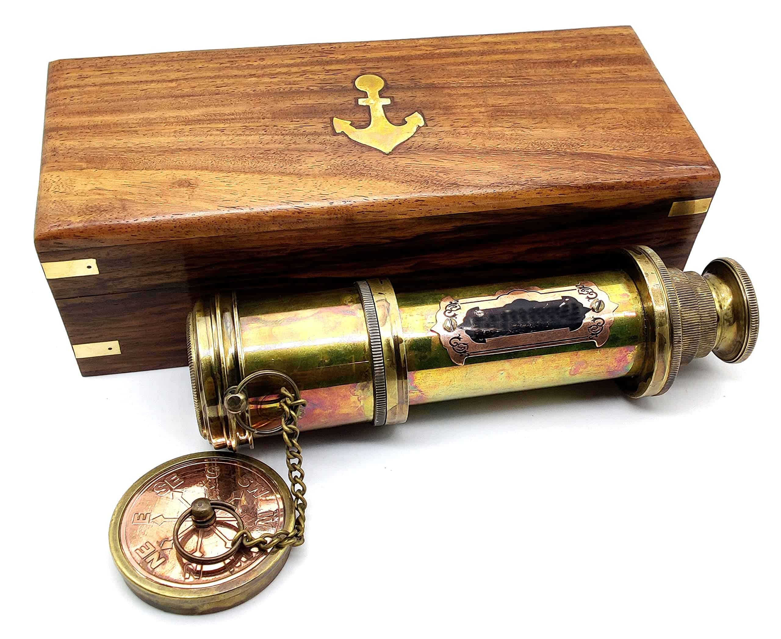 Telescopio de latón pirata, Monocular decorativo con óptica - Imagen 3
