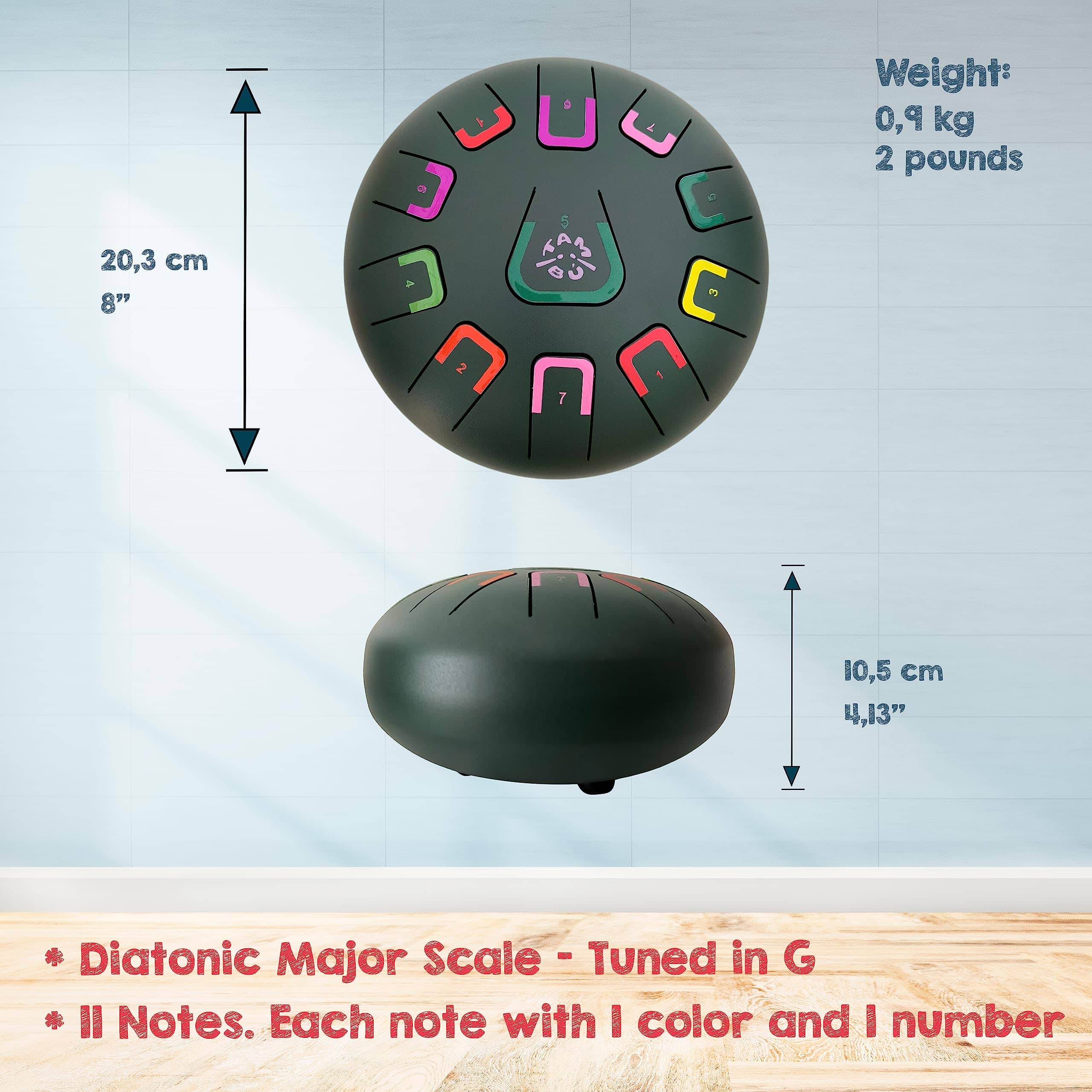TAMB Steel Tongue Drum en Sol Mayor. Instrumento de - Imagen 3