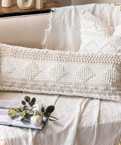 Funda de cojín decorativa lumbar BlissBlush Cream 14x36