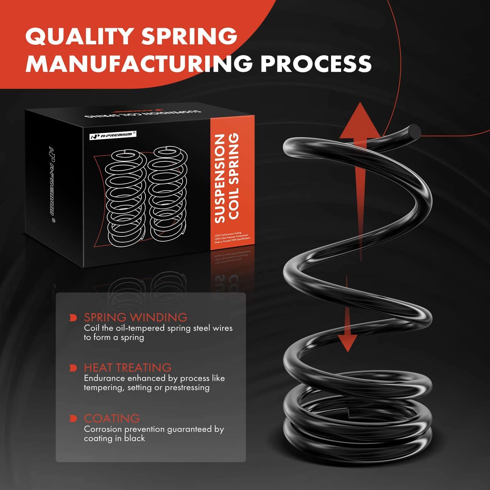 Conjunto de 2 resortes de suspensión delantera A-Premium - Imagen 3