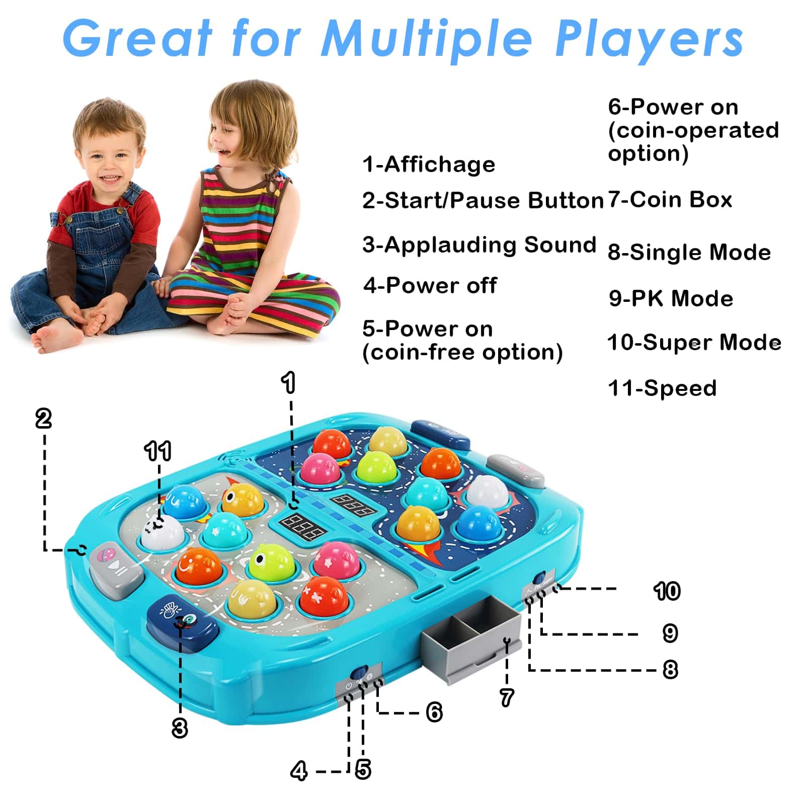 Juego de Golpear al Topo para Niños, Juguete Grande de - Imagen 9