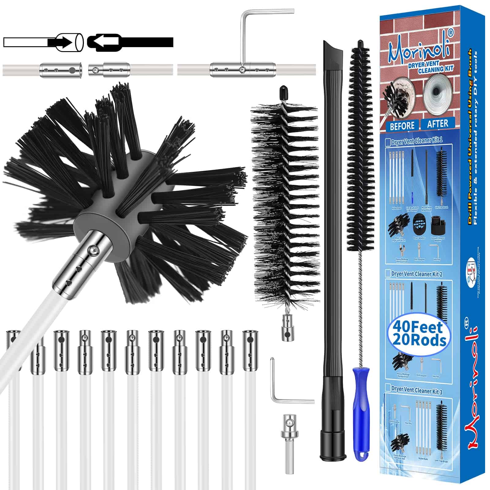Kit de Limpieza de Conductos de Secadora de 40 Pies