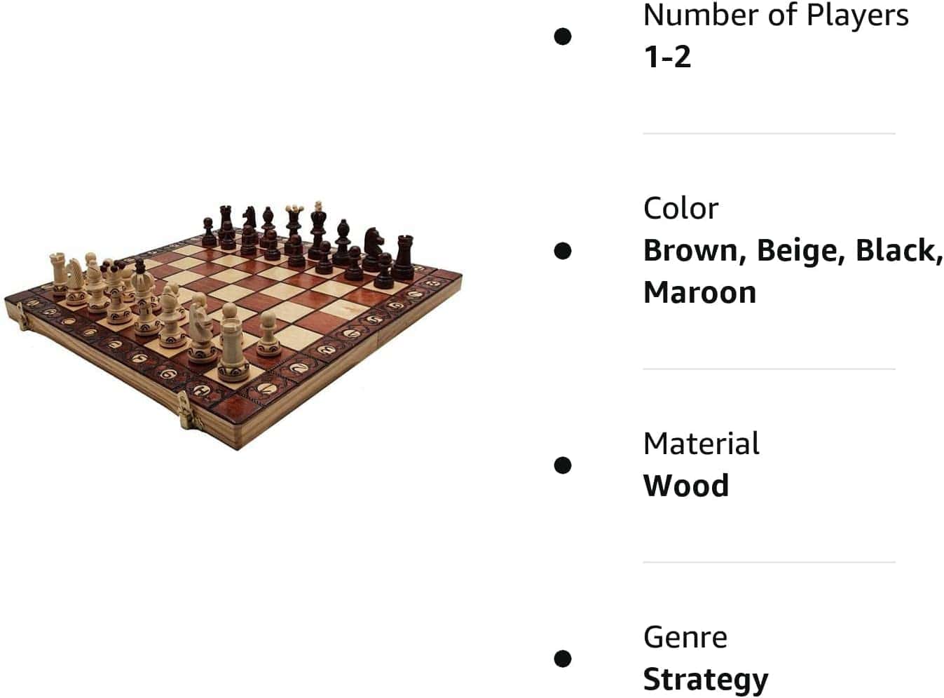 Hermoso Juego de Ajedrez de Madera Hecho a Mano -Marrón - Imagen 6