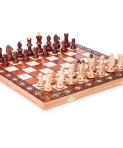 Hermoso Juego de Ajedrez de Madera Hecho a Mano -Marrón