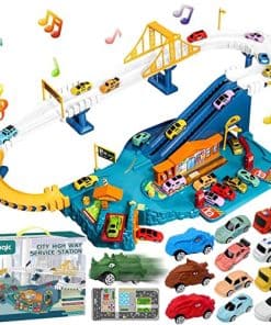 Set de Pista de Juguete de Coches Juqic con Rampa y 8 Mini