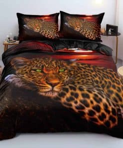 Juego de Cubierta de Edredón con Estampado de Leopardo