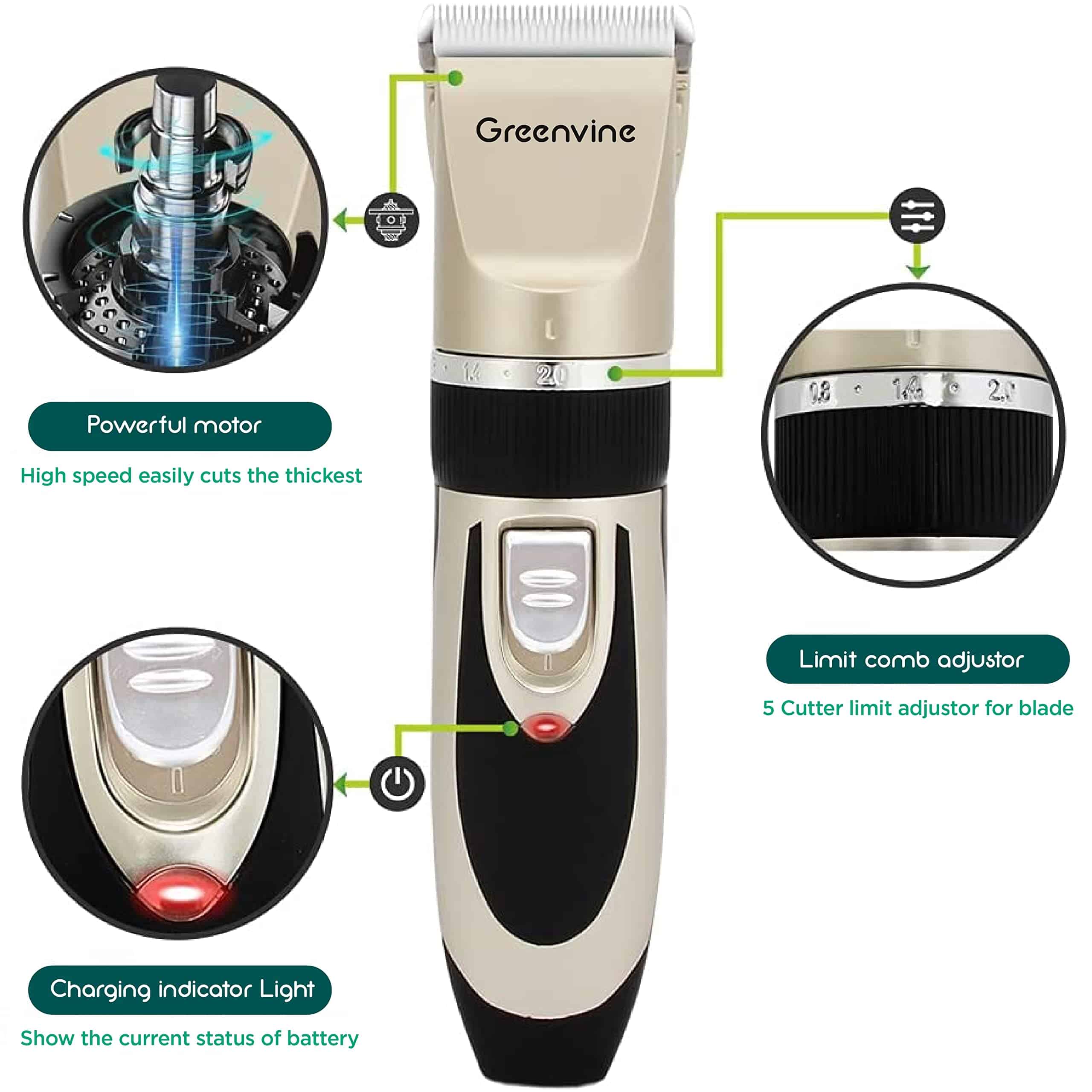 Kit de Cortadora de Pelo Eléctrica para Mascotas Greenvine, - Imagen 4