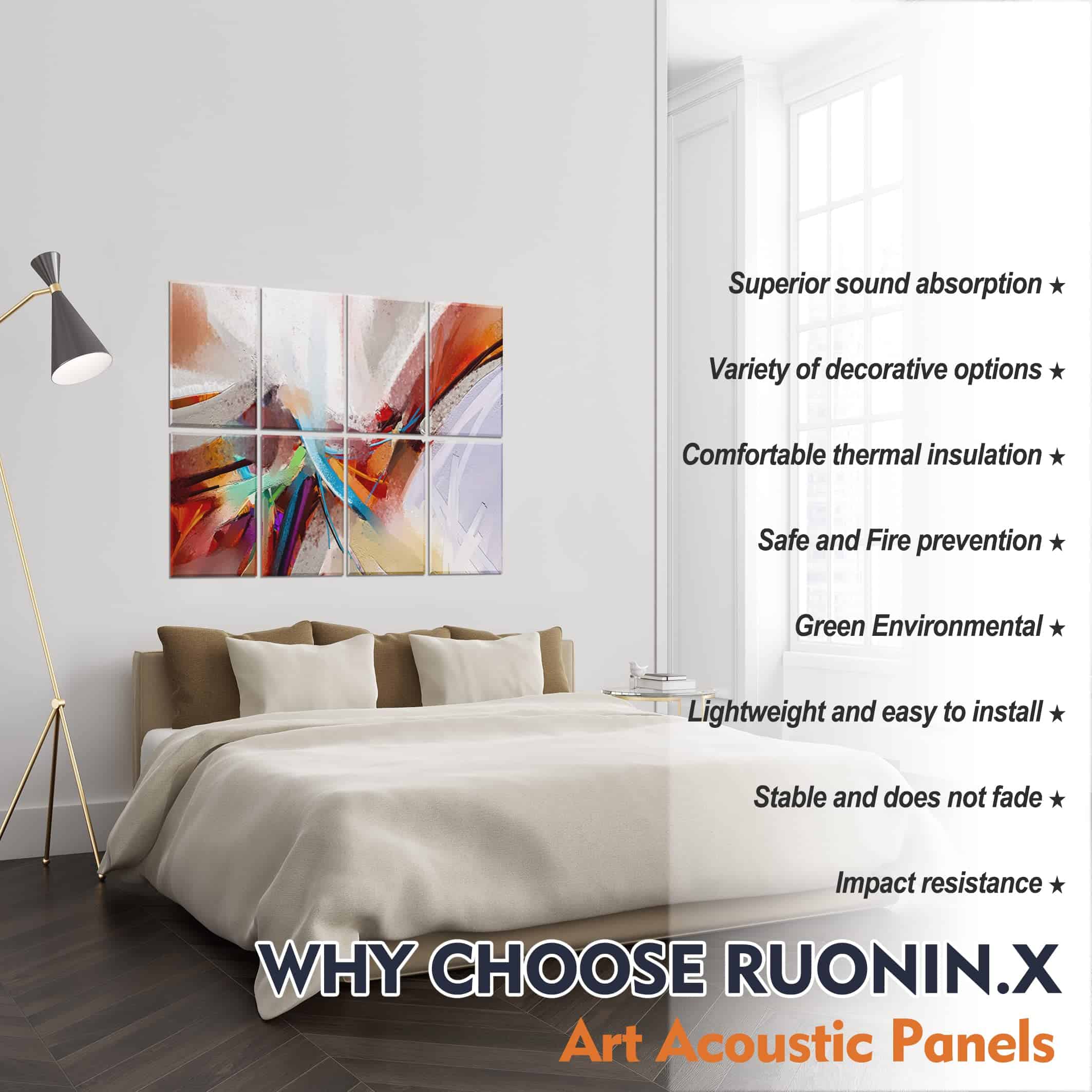 Ruonin.X 8 Pack Panel Acústico Decorativo de Arte .47"x 31" - Imagen 7