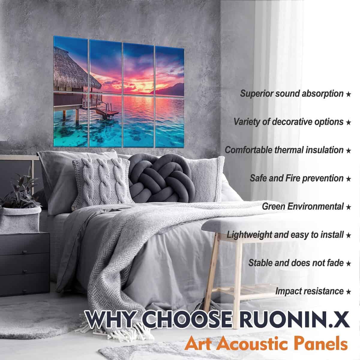 Ruonin.X 8 Pack Decorative Art Acoustic Panel .47"x 31" - Imagen 7