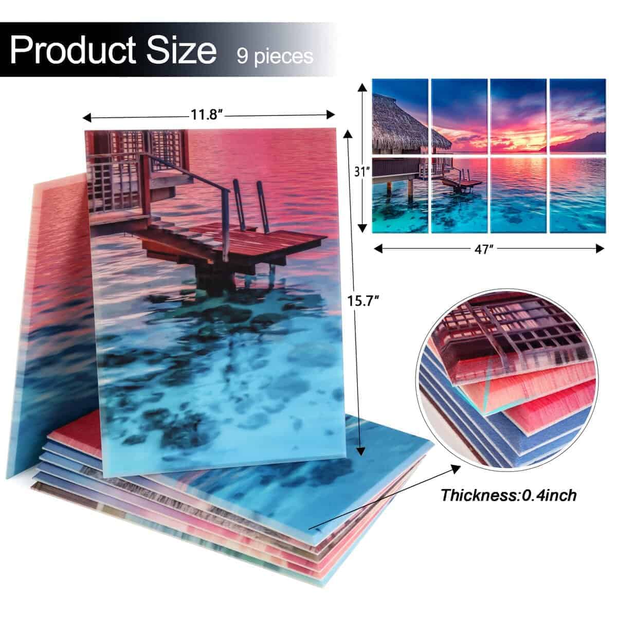 Ruonin.X 8 Pack Decorative Art Acoustic Panel .47"x 31" - Imagen 4