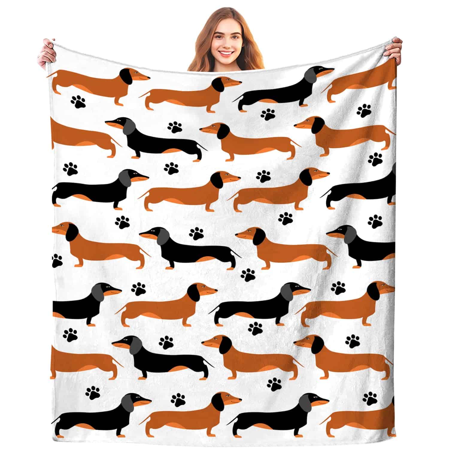 Manta de lana para cama con diseño de Dachshund súper suave