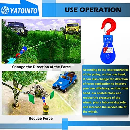 YATOINTO 4 ton Snatch Block with Hook, Polea de 4.5" - Imagen 5