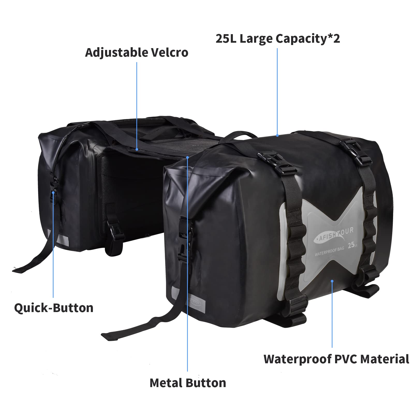 AFISHTOUR Bolsas de Alforjas Impermeables para Motocicleta - Imagen 3