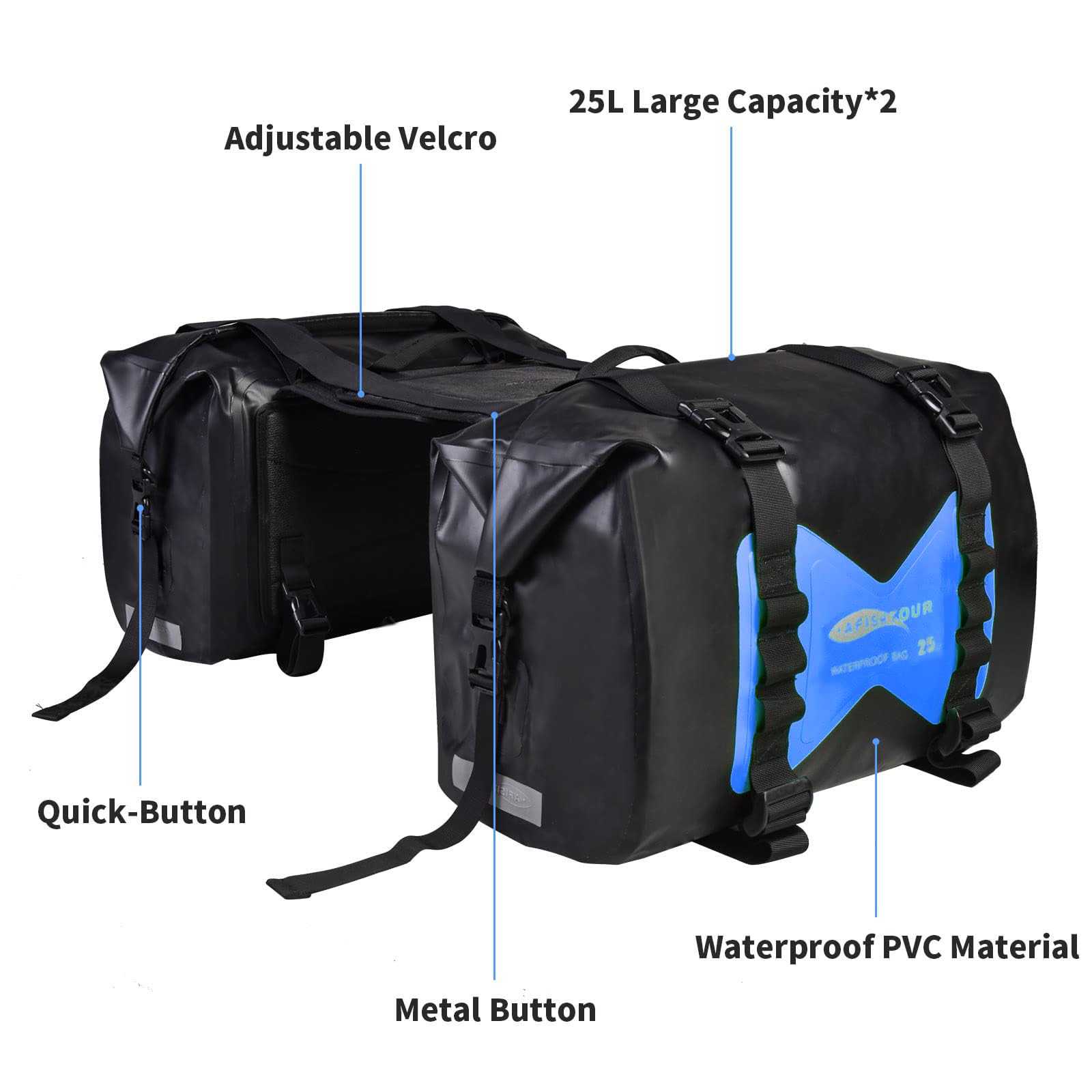 AFISHTOUR Bolsas Impermeables para Motocicleta - 50L Bolsa - Imagen 3