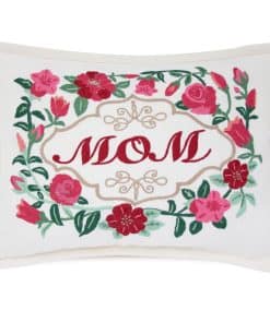 Almohada Bordada a Mano Catstudio en Rosa y Rojo con Diseño