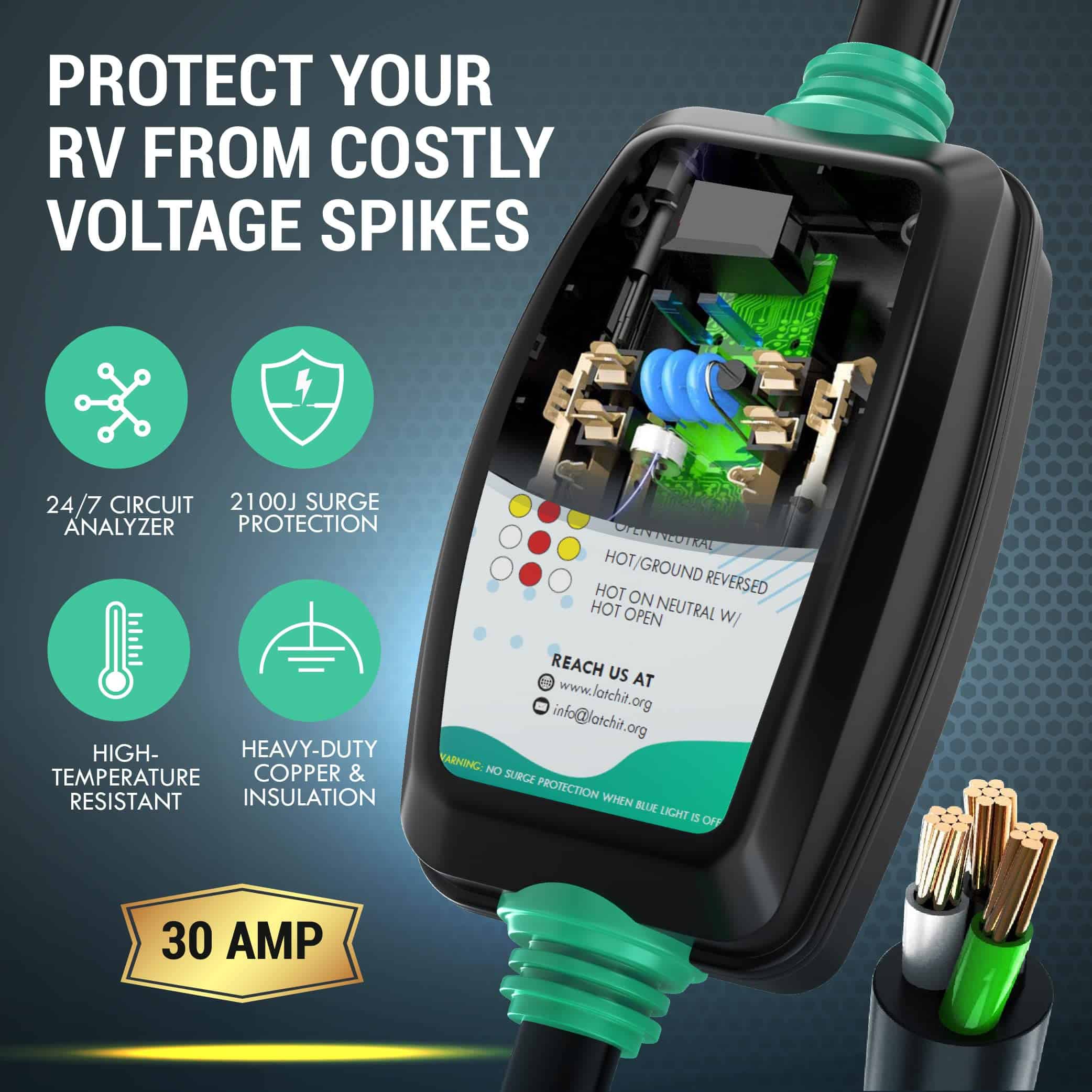 Protector de sobretensión para RV de 30 amperios LATCH.IT | - Imagen 3