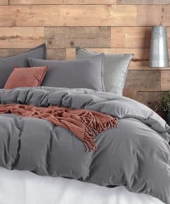 Juego de Cubierta de Edredón de Chambray de Algodón Lavado