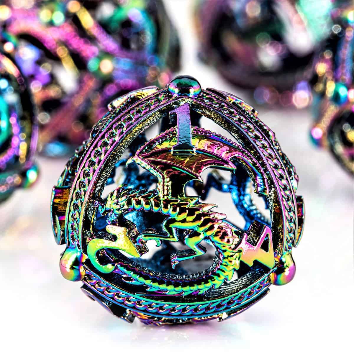 Conjunto de dados DND de metal - Diseño -Arcoiris