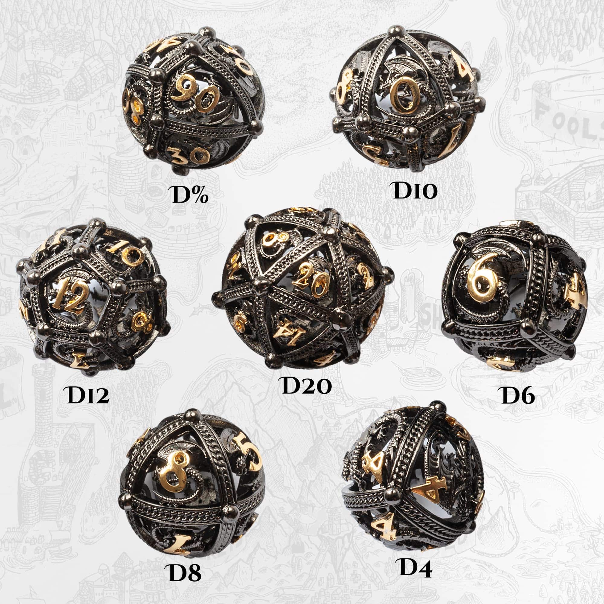 Conjunto de dados de metal para DND - Diseño único de Orbes - Imagen 3
