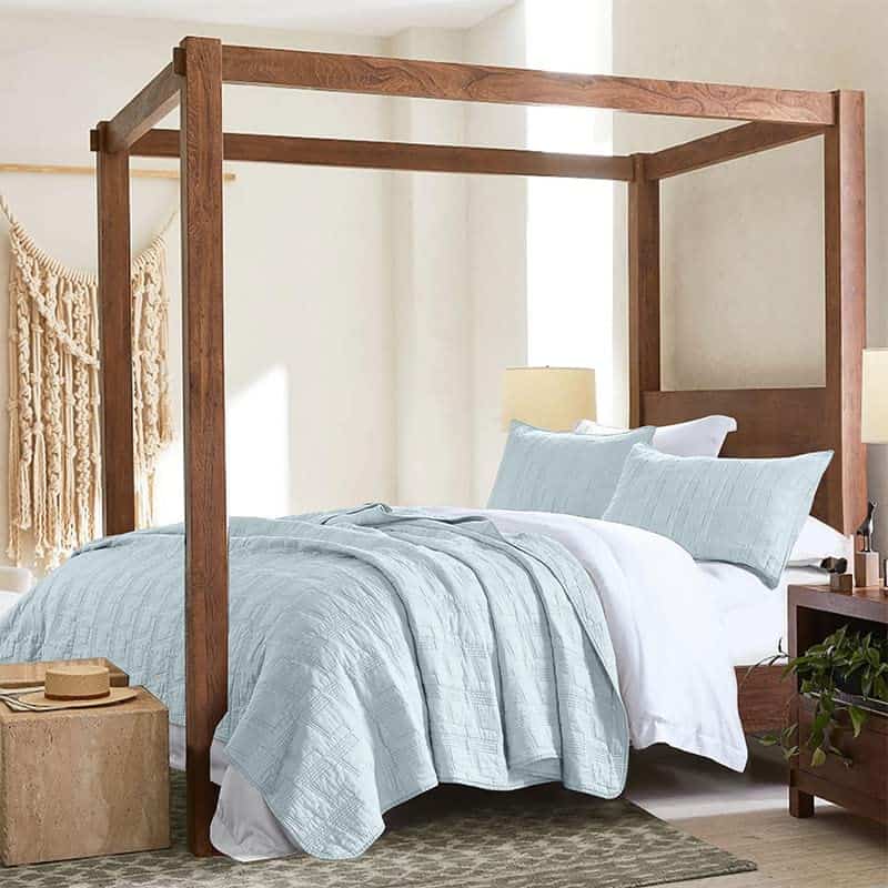 Juego de Edredón de Algodón 100% Queen Size, Baby Blue - Imagen 5