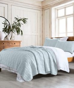 Juego de Edredón de Algodón 100% Queen Size, Baby Blue