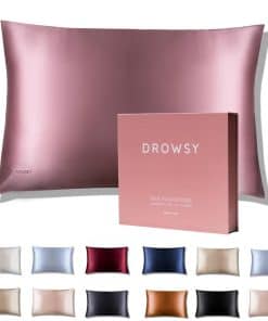 Funda de Almohada de Seda Drowsy - 100% Seda -Rosa Damasco