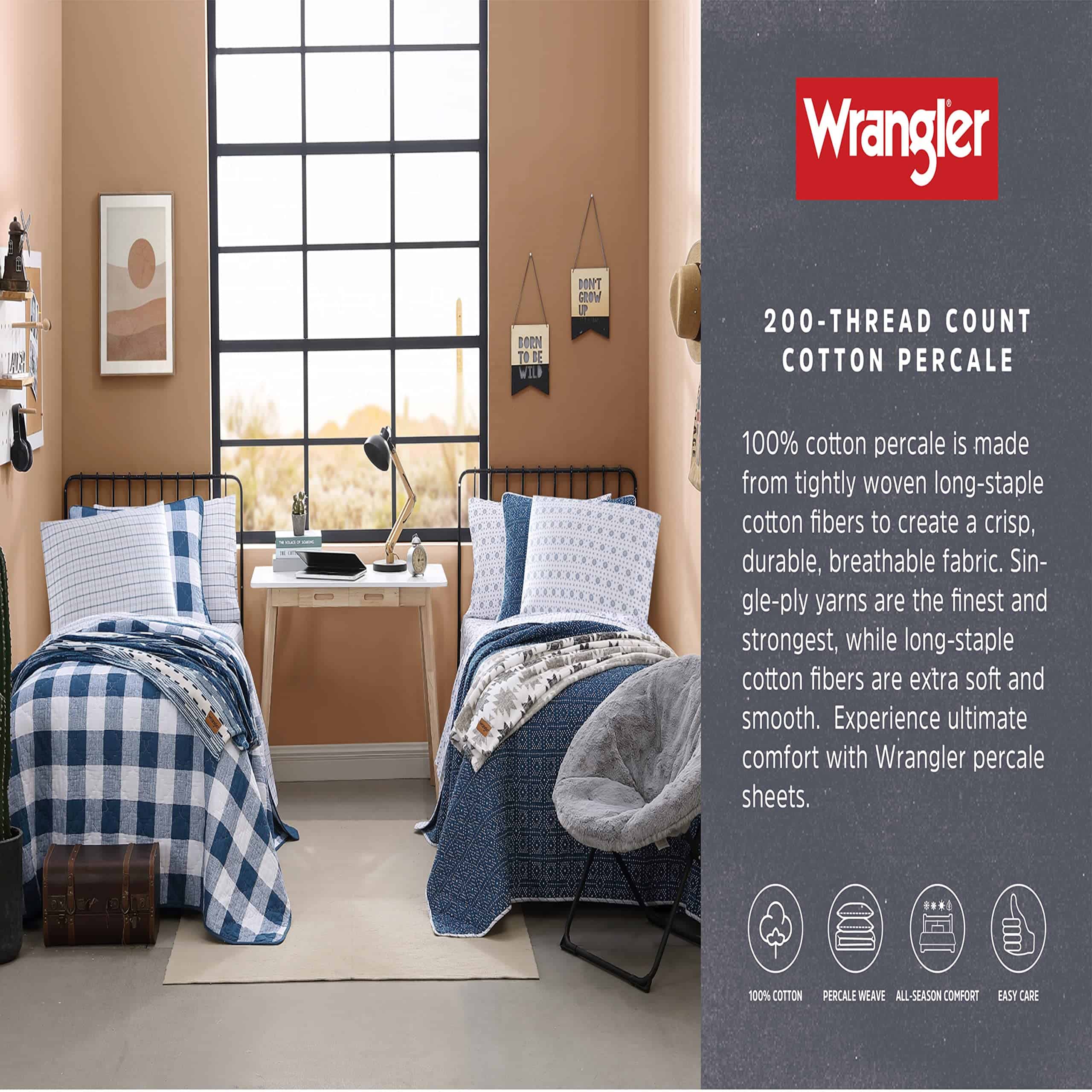 Juego de Sábanas Wrangler, Sábanas de Algodón Percale - Imagen 5