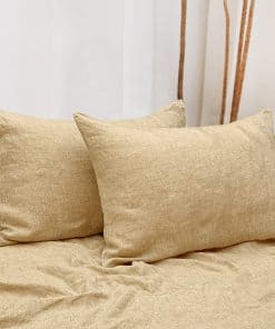 Fundas de Almohada de Lino Francés NTBAY - -Cúrcuma