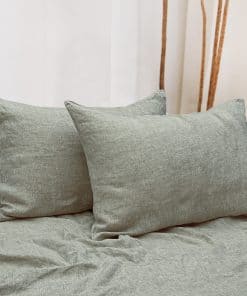 Fundas de Almohada de Lino Francés NTBAY - -Gris