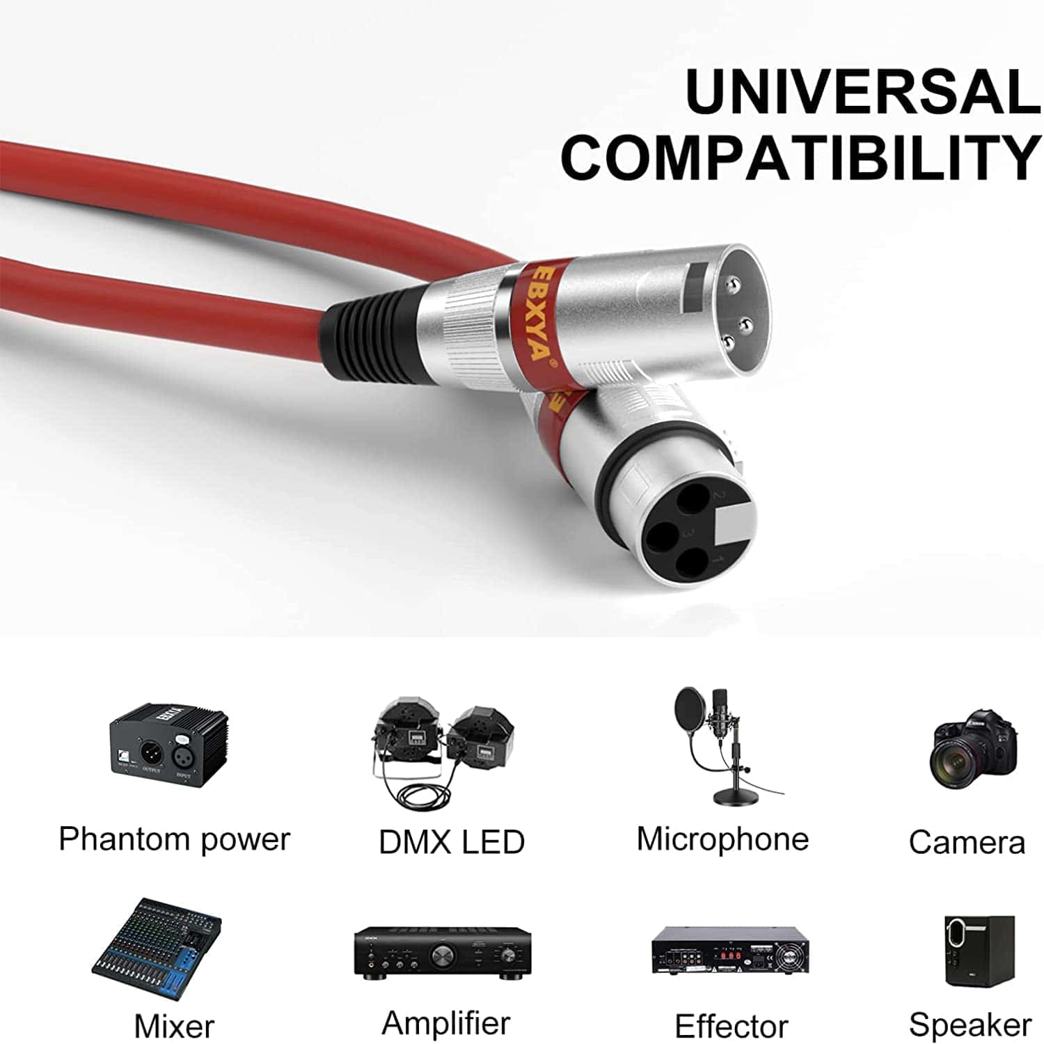 Cable XLR EBXYA de 10 pies - Paquete de 4 colores - XLR - Imagen 4