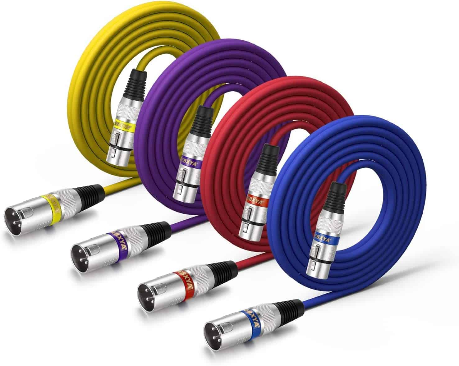 Cable XLR EBXYA de 10 pies - Paquete de 4 colores - XLR
