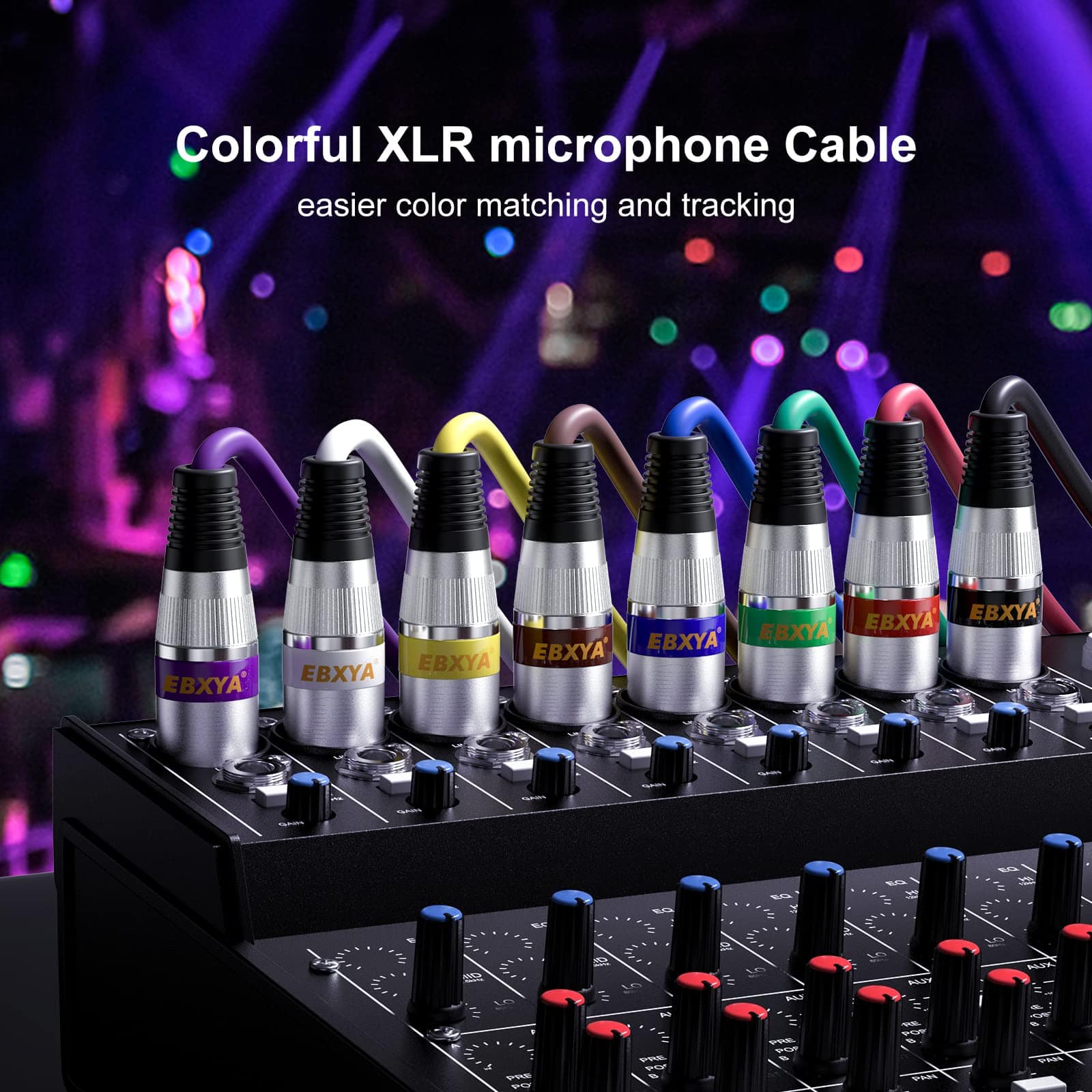 Cable XLR EBXYA de 10 pies - Paquete de 4 colores - XLR - Imagen 8