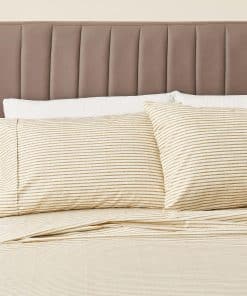 Juego de sábanas de microfibra a rayas de 3 -Beige Claro