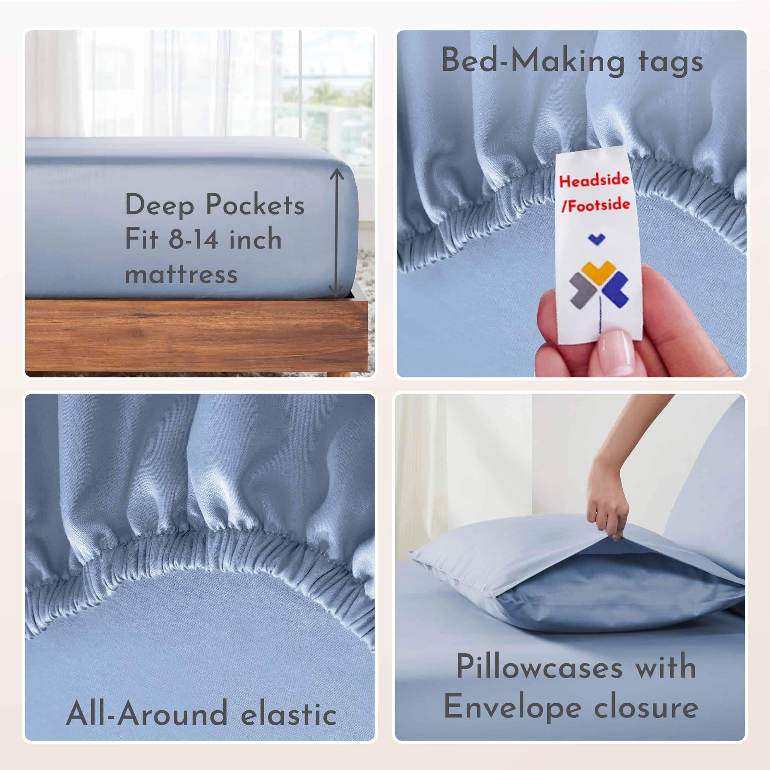 Juego de sábanas King Size de algodón suave 100% de - Imagen 5