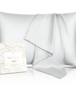 Funda de Almohada de Seda 100% Pura para -Gris Plateado