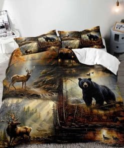 Juego de ropa de cama VIVIHOME 3PCS Black Bear Deer, Set de