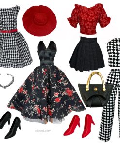 Set de Ropa de Lujo TEA TIME NEGRO Y ROJO Clásico para