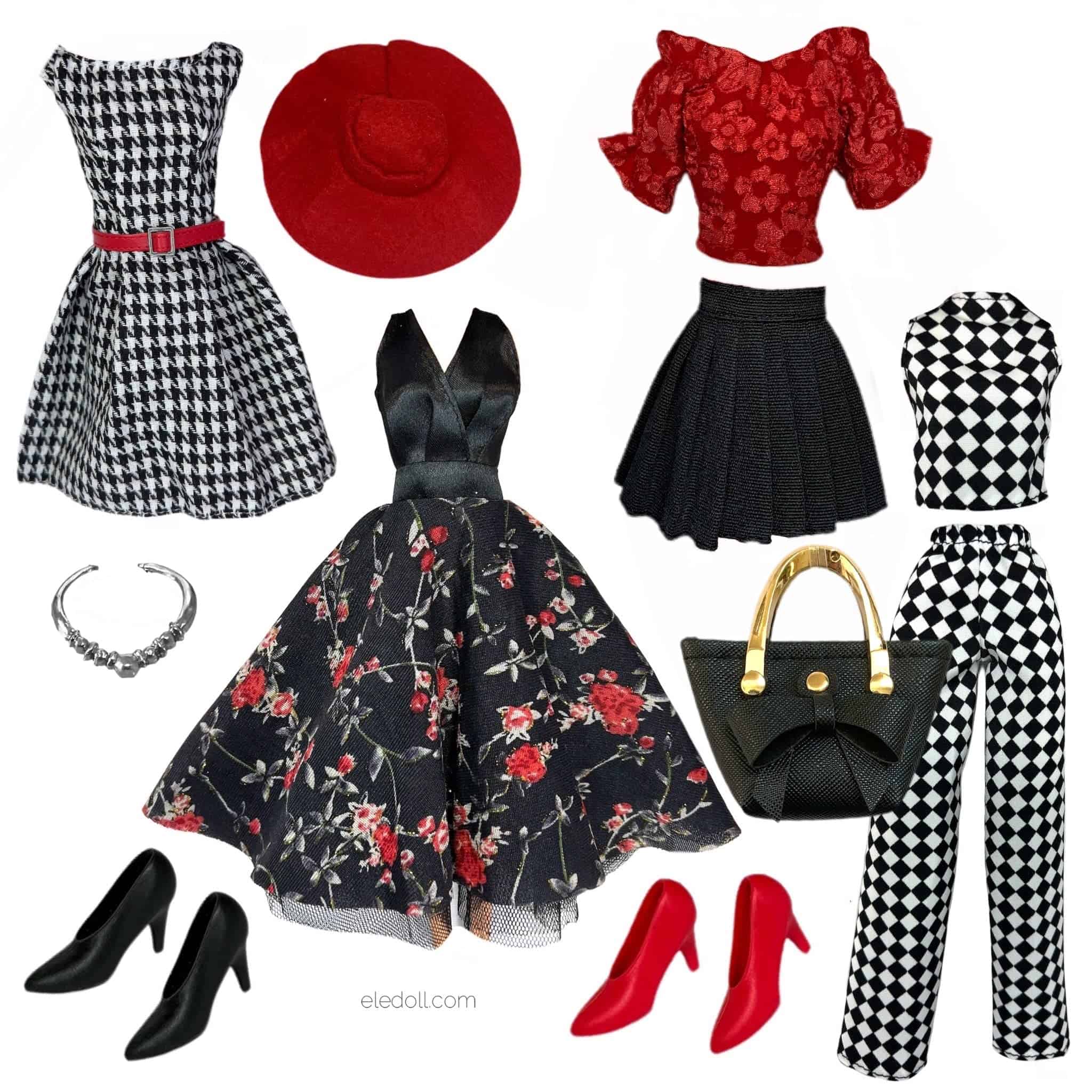 Set de Ropa de Lujo TEA TIME NEGRO Y ROJO Clásico para