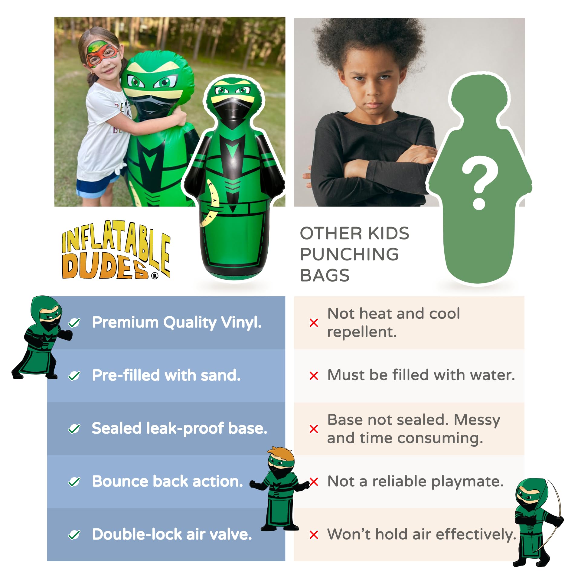 INFLATABLE DUDES Ninja 47 Pulgadas - Bolsa de Boxeo para - Imagen 5