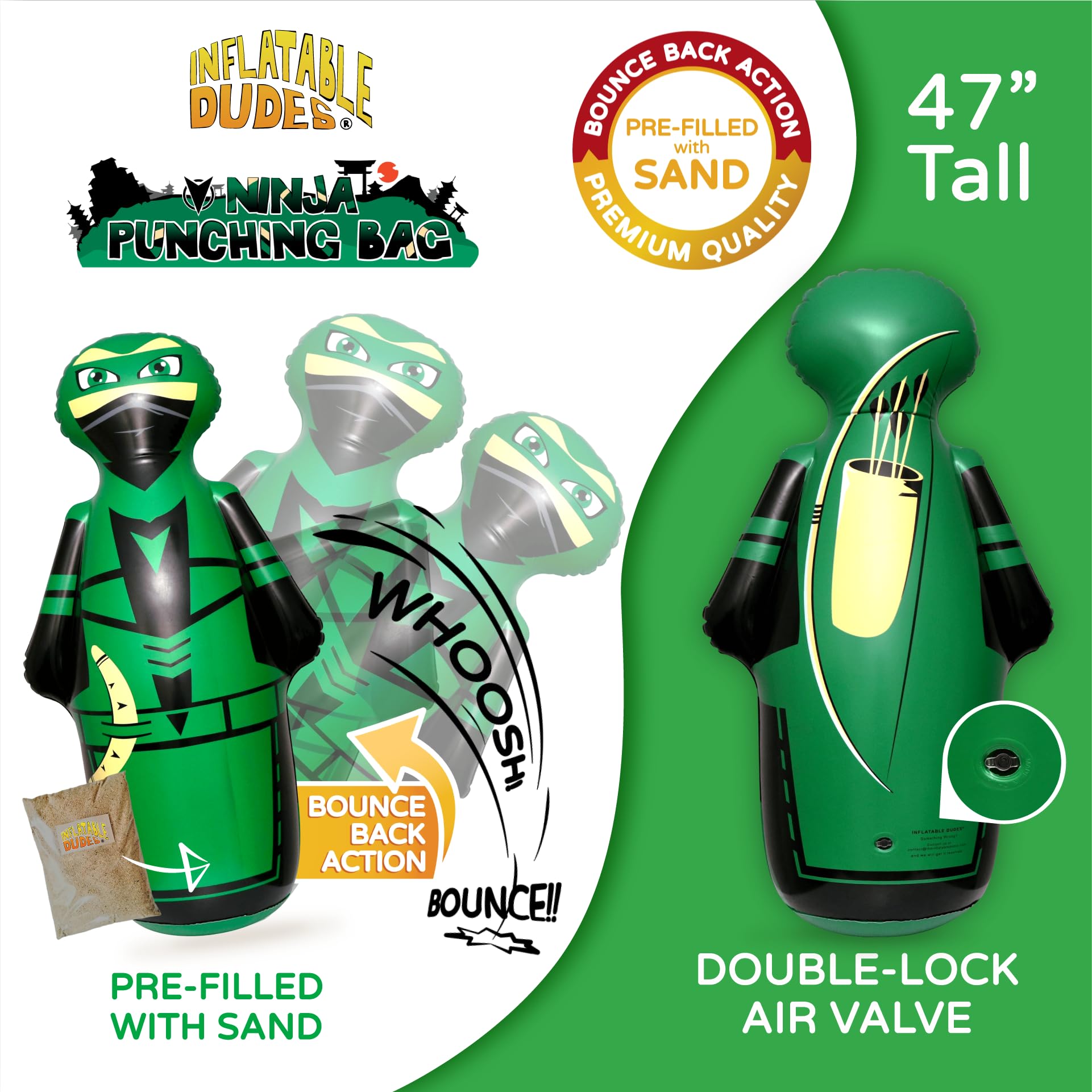 INFLATABLE DUDES Ninja 47 Pulgadas - Bolsa de Boxeo para - Imagen 6