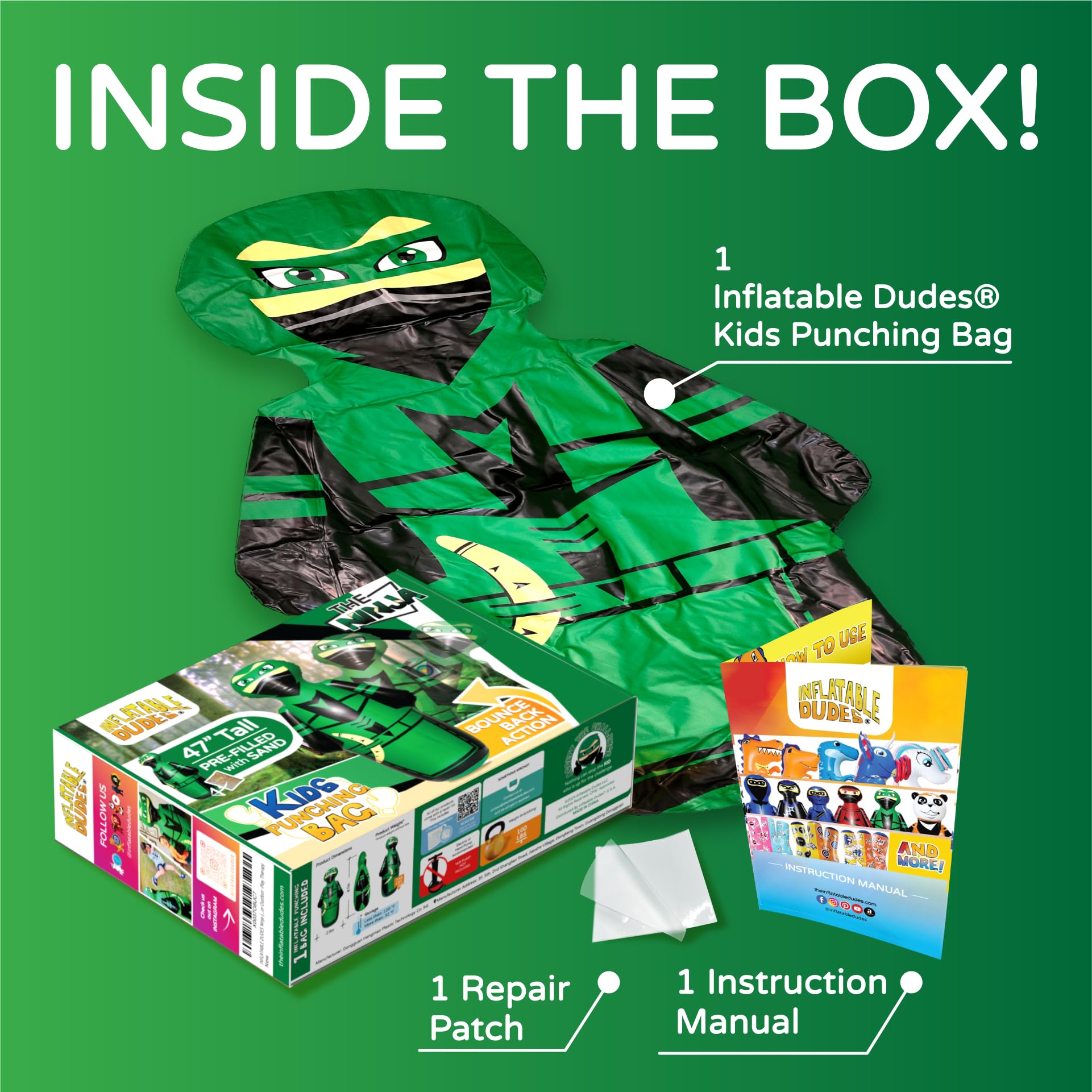 INFLATABLE DUDES Ninja 47 Pulgadas - Bolsa de Boxeo para - Imagen 7