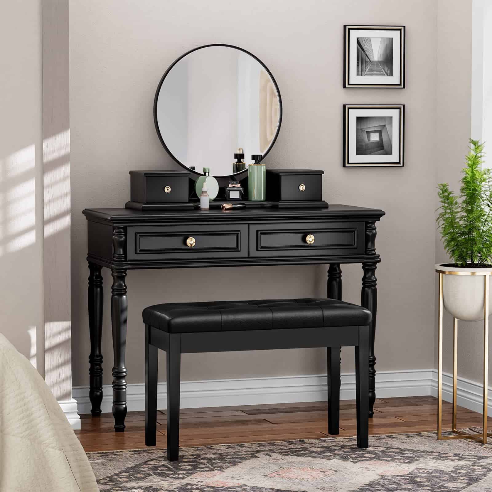 Banqueta de Piano HOOBRO con Cojín Acolchado y - Imagen 3