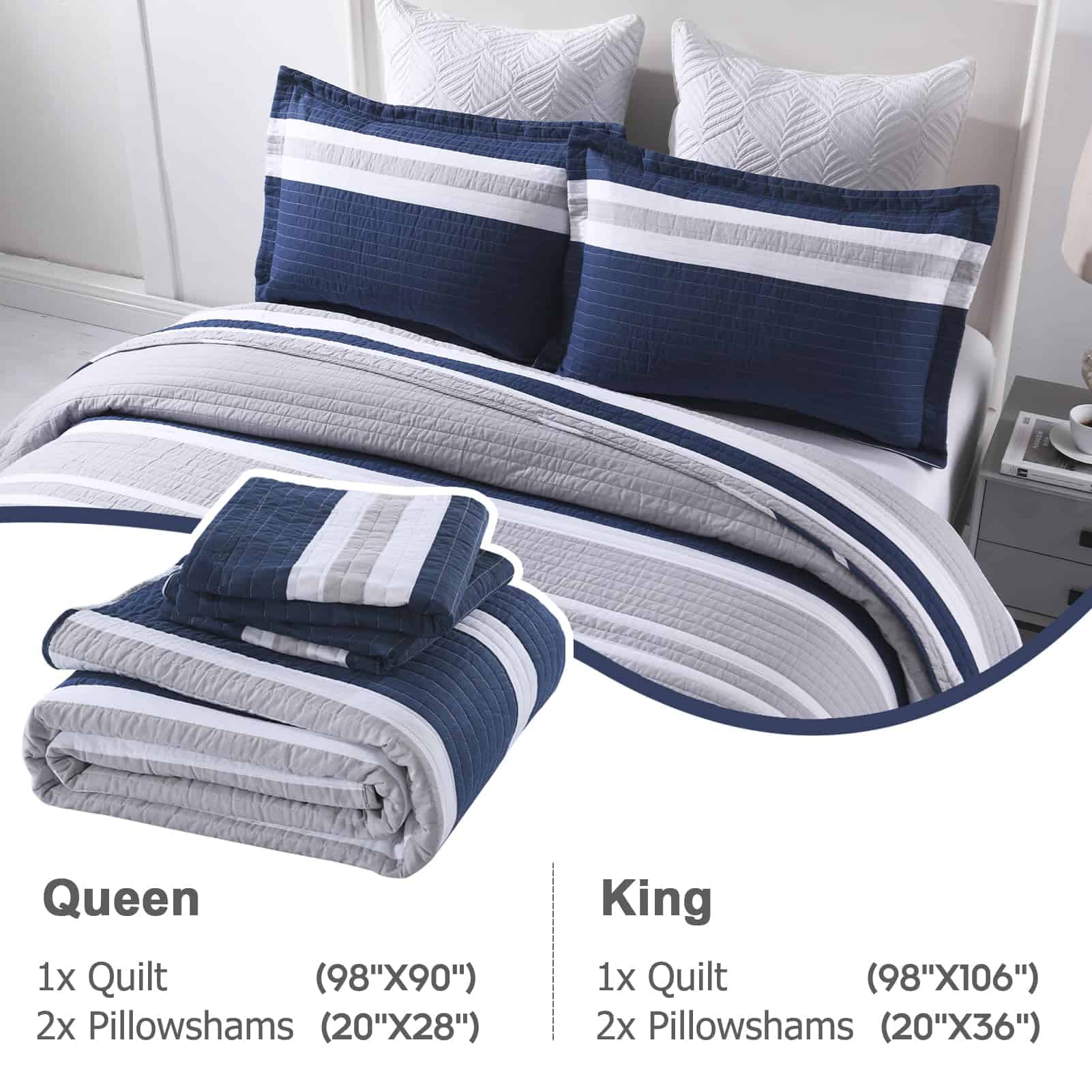 Colcha de Rey Finlonte Navy 100% Algodón, Colcha de Rey - Imagen 5